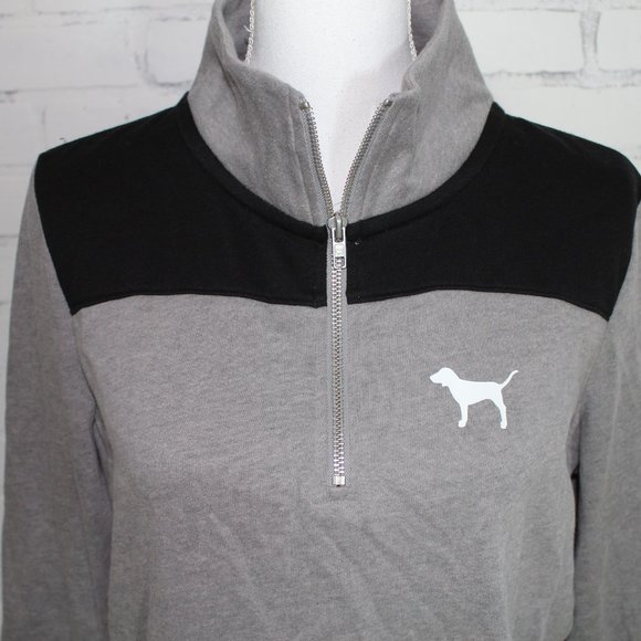Victoria's Secret Pink Zip Up Gray Sweatshirt - Picture 3 of 4